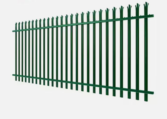 สีเขียว Hot Dip Galvanized Triple Point Palisade Fencing With Angle Pale สําหรับความปลอดภัยที่ดี
