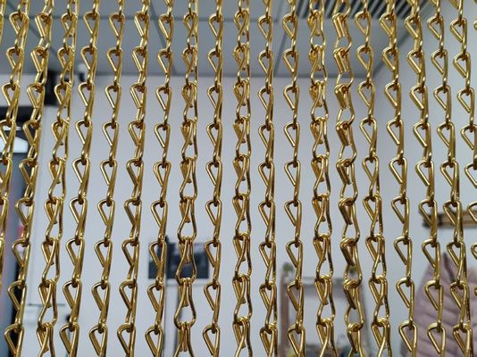 สีฟ้า Hook Chain Metal Curtain ประตูหรือกระจกตกแต่งด้วยเชือกจอบิน